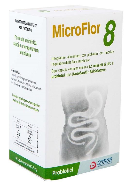 MICROFLOR 8 60 CAPSULE VEGETALI NO FRIGO - Farma Nice