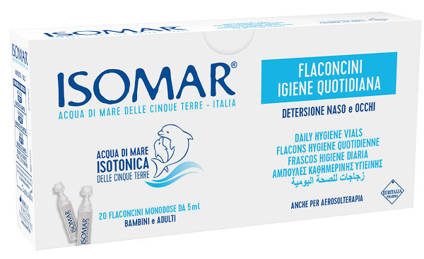 ISOMAR SOLUZIONE ISOTONICA ACQUA MARE IGIENE QUOTIDIANA 20 FLACONCINI MONODOSE 5 ML - Farma Nice