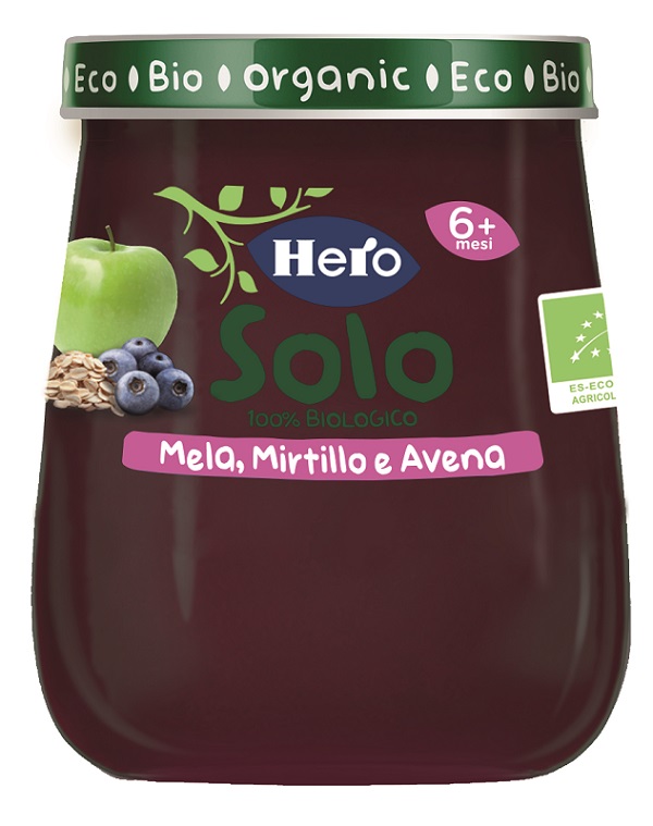 HERO BABY SOLO OMOGENEIZZATO MERENDA MIRTILLI-AVENA 120 G - Farma Nice