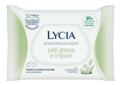 LYCIA SALVIETTINE STRUCCANTI PELLI GRASSE E IMPURE 20 PEZZI - Farma Nice
