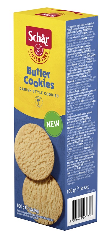 SCHAR BUTTER COOKIES BISCOTTI DI PASTAFROLLA 3 PORZIONI DA 33 G - Farma Nice