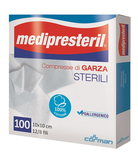 GARZA COMPRESSA MEDIPRESTERIL 12/8 FU 10X10CM 100 PEZZI - Farma Nice