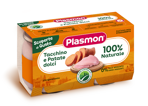 PLASMON OMOGENEIZZATI TACCHINO PATATE DOLCI 2 PEZZI DA 120 G - Farma Nice