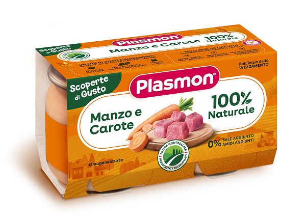 PLASMON OMOGENEIZZATI MANZO CAROTE 2 PEZZI DA 120 G - Farma Nice