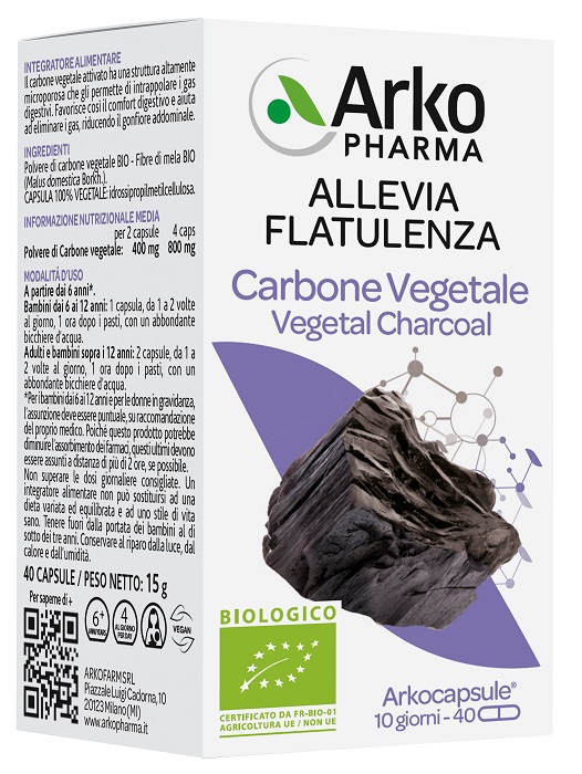 ARKO CAPSULE CARBONE VEGETALE BIO 40 CAPSULE - Farma Nice
