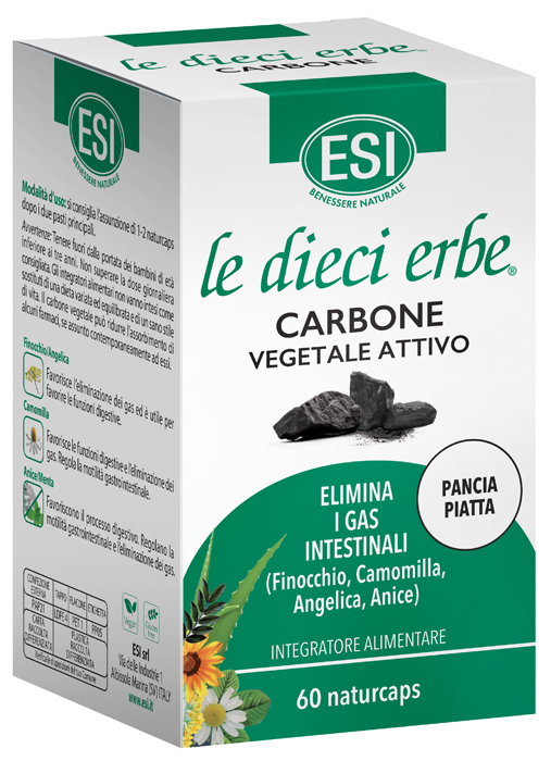 ESI LE DIECI ERBE CARBONE VEGETALE ATTIVO 60 NATURCAPS - Farma Nice