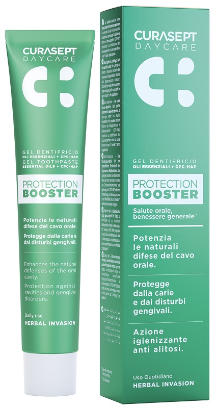 CURASEPT DAYCARE DENTIFRICIO PROTECTION BOOSTER HERBAL INVASION 75 ML - Farma Nice