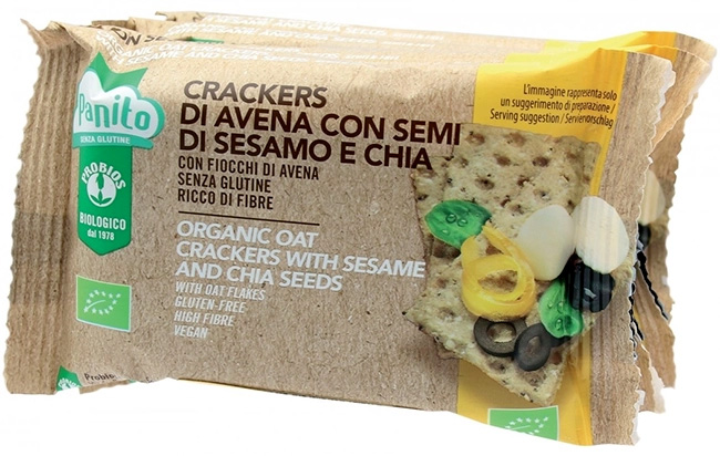 PANITO CRACKERS DI AVENA CON SEMI DI SESAMO E CHIA BIO 4 PEZZI DA 35 G - Farma Nice