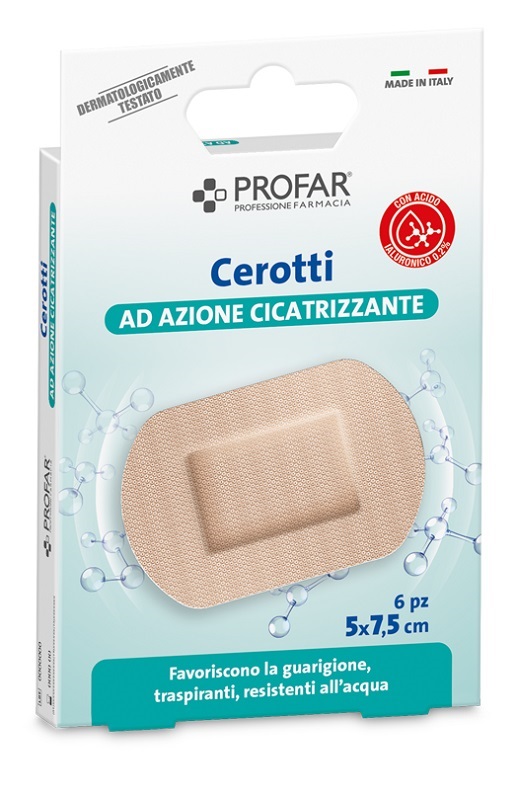CEROTTO ACIDO IALURONICO AZIONE CICATRIZZANTE PROFAR 5X7,5 CM 6 PEZZI - Farma Nice