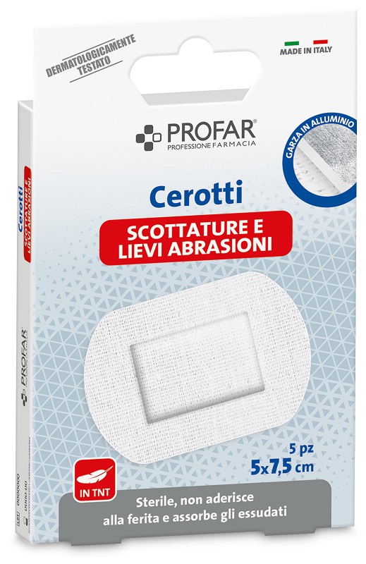 CEROTTI PROFAR SCOTTATURE E LIEVI ABRASIONI IN TNT 5X7,5CM 5 PEZZI - Farma Nice