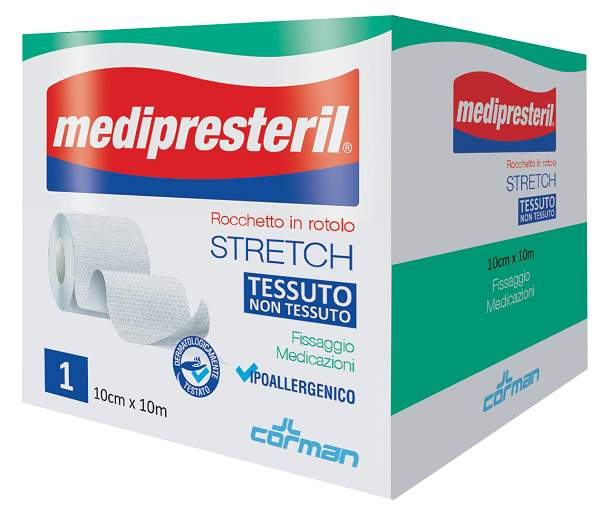 MEDIPRESTERIL ROCCHETTO ROTOLO STRETCH TESSUTO NON TESSUTO 10 CM X 1000 CM - Farma Nice