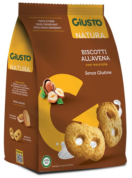 GIUSTO SENZA GLUTINE BISCOTTI AVENA CON NOCCIOLE 250 G - Farma Nice