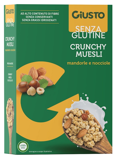 GIUSTO SENZA GLUTINE CRUNCHY MUESLI MANDORLE E NOCCIOLE 375 G - Farma Nice