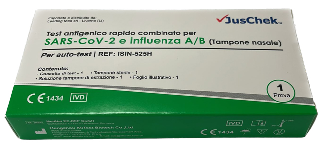 TEST ANTIGENICO RAPIDO COVID-19 JUSCHEK AUTODIAGNOSTICO DETERMINAZIONE QUALITATIVA ANTIGENI SARS-COV-2 E INFLUENZA A+B IN TAMPONI NASALI MEDIANTE IMMUNOCROMATOGRAFIA - Farma Nice
