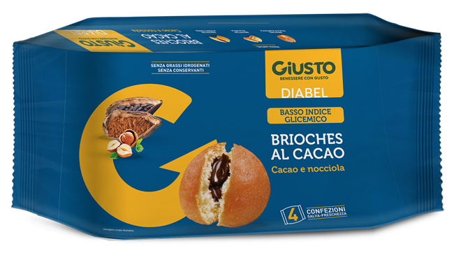 GIUSTO DIABEL BRIOCHE CACAO 4 PEZZI DA 45 G - Farma Nice