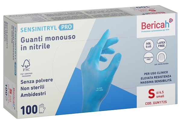 GUANTO MONOUSO SENSINITRYL PRO IN NITRILE SMALL 100 PEZZI - Farma Nice