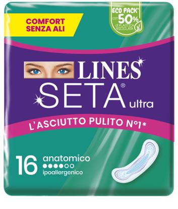 LINES SETA ULTRA ASSORBENTI ANATOMICO CP 16 PEZZI - Farma Nice