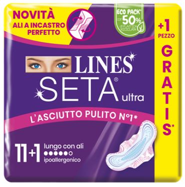 LINES SETA ULTRA ASSORBENTI LUNGO ALI CP 11+1 PEZZI - Farma Nice