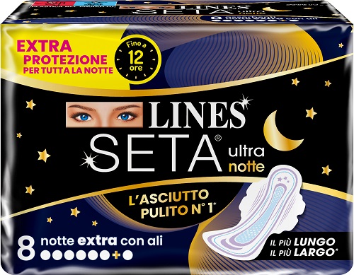 LINES SETA ULTRA ASSORBENTI NOTTE 8 PEZZI - Farma Nice