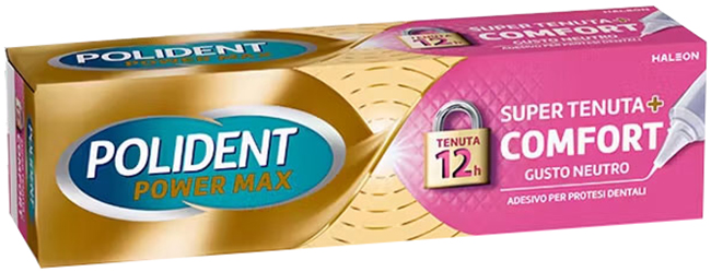 CREMA ADESIVA PROTESI DENTALI POLIDENT POWER MAX SUPER TENUTA+COMFORT 40 G - Farma Nice