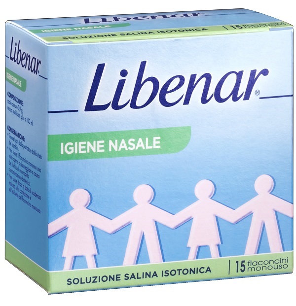SOLUZIONE SALINA ISOTONICA 0,9% LIBENAR PER IGIENE NASALE 15 FLACONCINI MONOUSO X 5 ML - Farma Nice