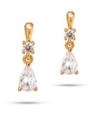 MJ POST 381 ORECCHINO PENDENTE PIETRA GOCCIA BIANCA - Farma Nice