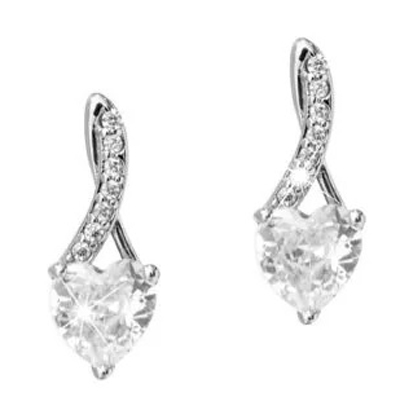 MJ POST 383 ORECCHINO PENDENTE CUORE BIANCO - Farma Nice