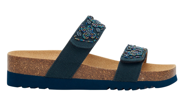 ZAFIRAH CANVAS+BEADS WOMAN NAVY BLUE 36 MATERIALE TESSUTO CANVAS+PERLINE FODERA TOMAIA MICROFIBRA SOTTOPIEDE MICROFIBRA SUOLA EVA FITTING F ALTEZZA TACCO 20 COLLEZIONE SS23 - Farma Nice
