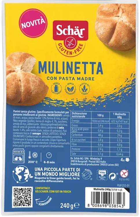 SCHAR MULINETTA 4 PEZZI DA 60 G - Farma Nice