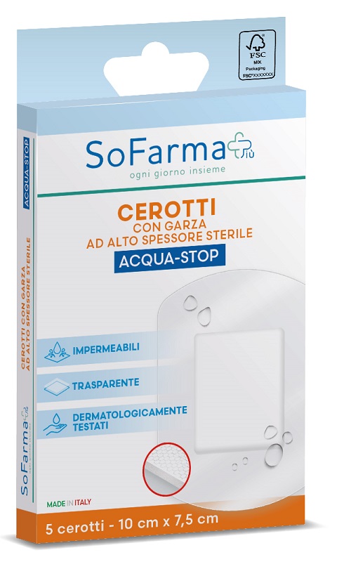 CEROTTO ACQUASTOP 10X7,5 CM 5 PEZZI SOFARMAPIU' - Farma Nice