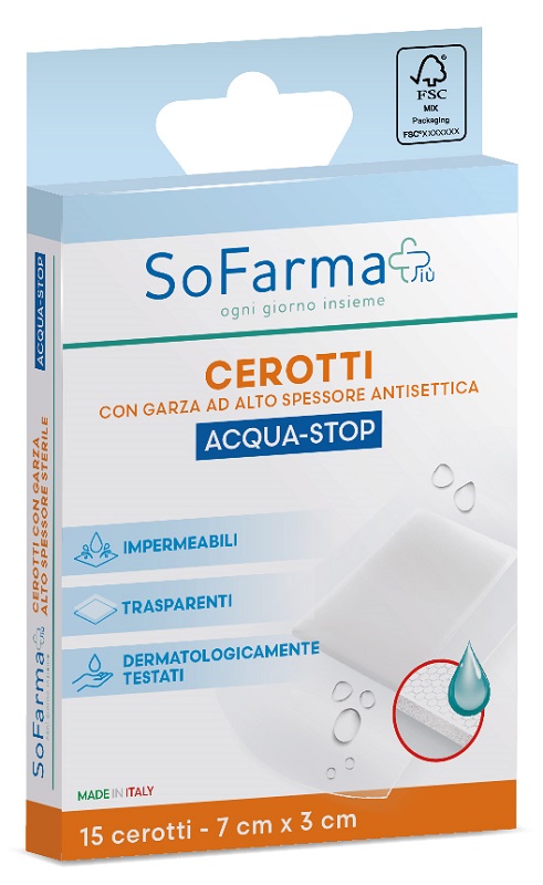 CEROTTO ACQUASTOP 7X3 CM 15 PEZZI SOFARMAPIU' - Farma Nice