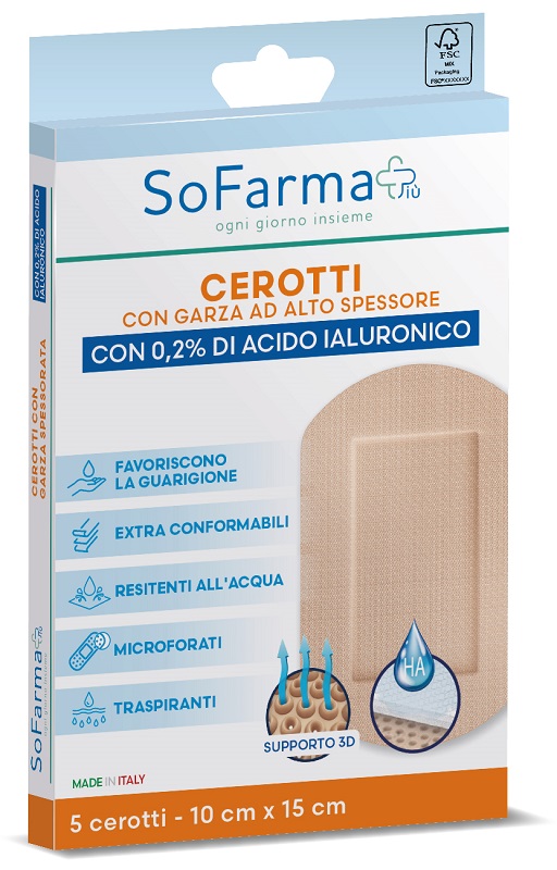 CEROTTO CICATRIZZANTE 10X15 CM 5 PEZZI SOFARMAPIU' - Farma Nice