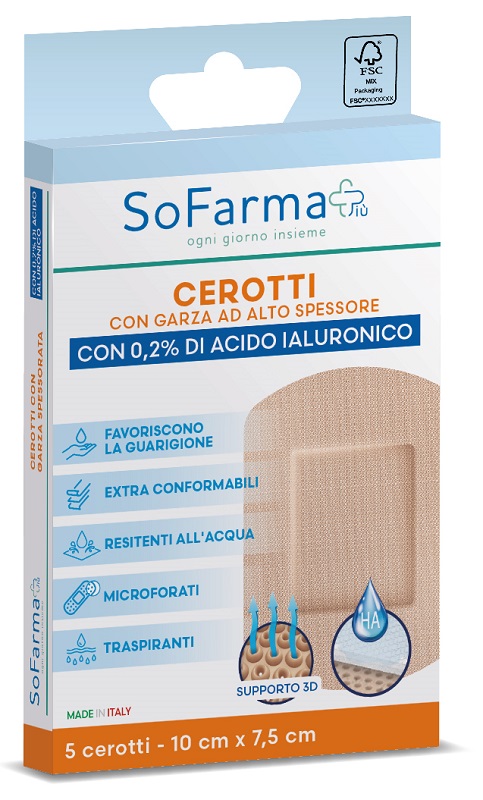 CEROTTO CICATRIZZANTE 10X7,5 CM 5 PEZZI SOFARMAPIU' - Farma Nice
