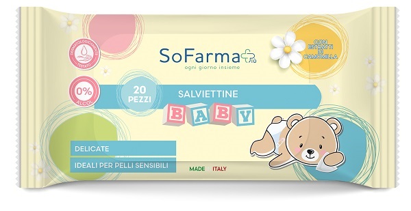 SALVIETTINE BABY CAMOMILLA 20 PEZZI SOFARMAPIU' - Farma Nice