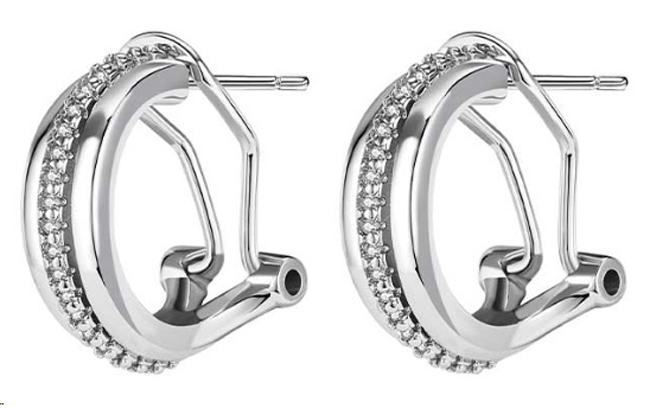 ORECCHINI DEFINITIVI 403 MEDICAL JEWELS TRIPLO CERCHIO ARGENTO CON PAVE' - Farma Nice