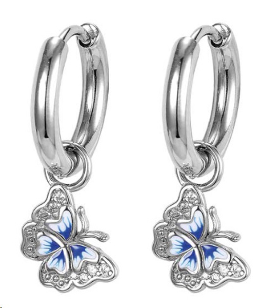 ORECCHINI DEFINITIVI 404 MEDICAL JEWELS CERCHIO CON PENDENTE FARFALLA - Farma Nice