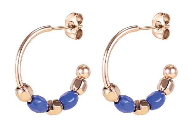 ORECCHINI DEFINITIVI 406 MEDICAL JEWELS CERCHIO ORO ROSA CON PIETRE BLU - Farma Nice