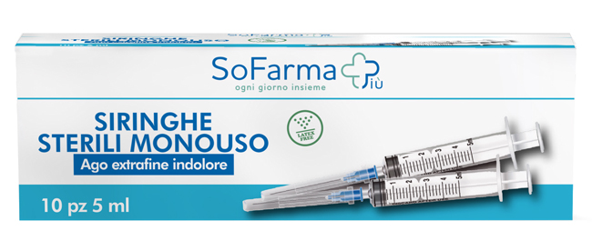 SIRINGA STERILE 5ML GAUGE 23 10 PEZZI SOFARMAPIU' - Farma Nice