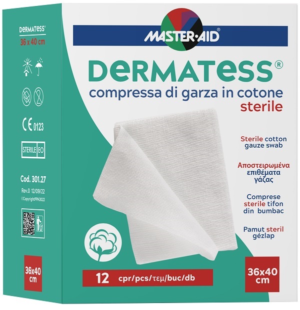 GARZA COMPRESSA DERMATESS IN COTONE 36X40CM 12 PEZZI - Farma Nice