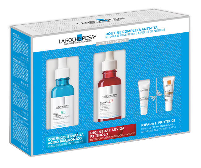 HYALU SIERO 30 ML + RETINOL 30 ML NATALE 23 1 HYALU B5 SIERO ANTI RUGHE 30 ML + 1 RETINOL B3 SIERO ANTI RUGHE MARCATE 30 ML + 1 HYALU B5 CREMA ANTI RUGHE 3 ML - Farma Nice