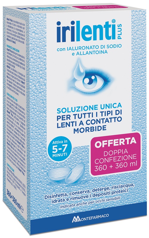 SOLUZIONE UNICA PER LENTI A CONTATTO IRILENTI 2 PEZZI DA 360 ML - Farma Nice