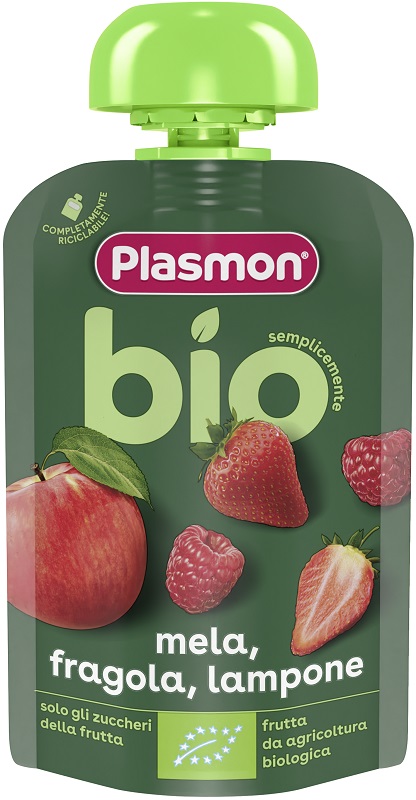 PLASMON MELA FRAGOLA LAMPONE BIO POUCHES 100 G - Farma Nice