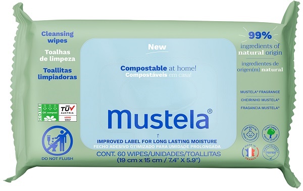 MUSTELA SALVIETTE COMPOSTABILI PROFUMATE 60 PEZZI - Farma Nice
