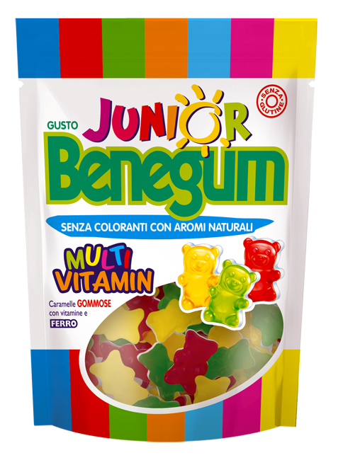 BENEGUM JUNIOR MULTIVITAMIN CARAMELLE GOMMOSE CON VITAMINE E FERRO 90 G - Farma Nice