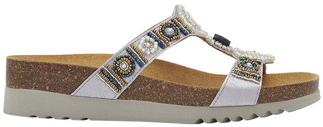 NEW BOGOTA' WEDGE SATIN+BEADS W SILVER/BRONZE 38 - Farma Nice