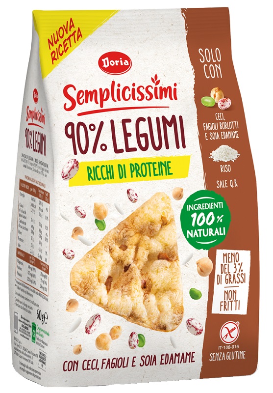 DORIA SEMPLICISSIMI SNACK 90% LEGUMI CECI-FAGIOLI-SOIA 60 G - Farma Nice