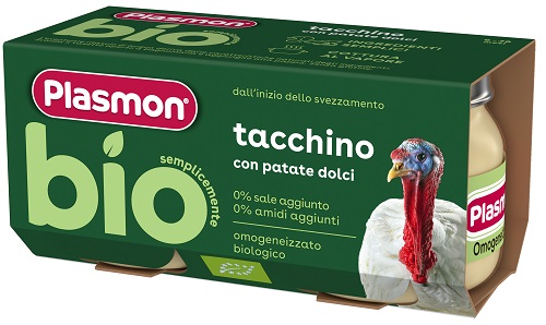 PLASMON BIO OMOGENEIZZATO TACCHINO CON PATATE DOLCI 2 PEZZI - Farma Nice