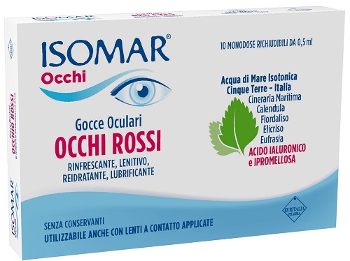 ISOMAR OCCHI ROSSI GOCCE OCULARI ACIDO IALURONICO 0,20% 10 FLACONCINI - Farma Nice