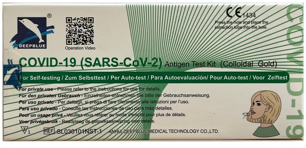 TEST ANTIGENICO RAPIDO COVID-19 DEEPBLUE AUTODIAGNOSTICO RILEVAZIONE QUALITIVA ANTIGENI SARS-COV-2 IN TAMPONI NASALI 1 PEZZO - Farma Nice