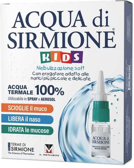 ACQUA DI SIRMIONE KIDS NEBULIZZAZIONE SOFT ACQUA TERMALE 100% 6 FLACONCINI PLURIDOSE DA 15 ML - Farma Nice